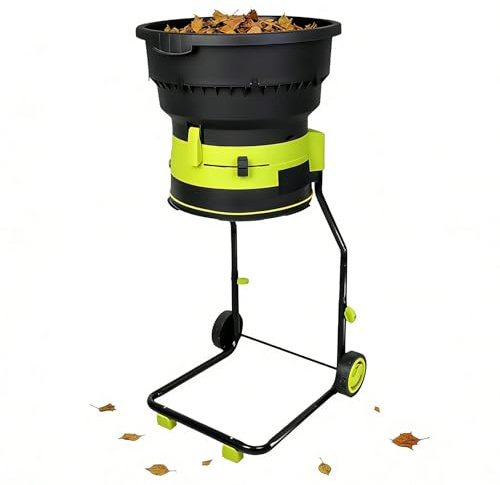 Glowdora 2500w Leaf Shredder with Wheels and Storage Bag, Bladeless Garden Shredder, Electric Leaf Mulcher, 54cm Wide Hopper, Compost Shredder Leaf Crusher, Thatch, and Garden Debris Nopowercord