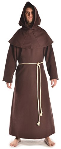 HEMAD Munkens mantel - Frock - Med separat huva - Bomull - LARP-kläder - Brun XXL/XXXL