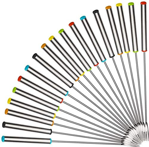 Voarge Tenedores para Fondue de Acero Inoxidable, 18 Unidades, 24 cm, con Mango de Acero Inoxidable