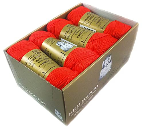 ▷ Confezione da 8 Zepelines Ne 5/2 colore rosso 40 di cotone perlato 100% egiziano mercerizzato per lavori a maglia o all'uncinetto con una finitura elegante (75 g) x 8 pezzi.