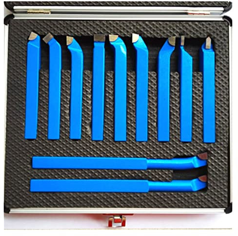 SYHML-SHOP 11pcs Lathe Tool Carbide Tipped Weld Turning Tool Set Metal CNC Lathe Tools Brazed Tipped Cutter Tool Bit Cutting Set Kits Welding Turning Tool Holder For Metal Lathe Tooling