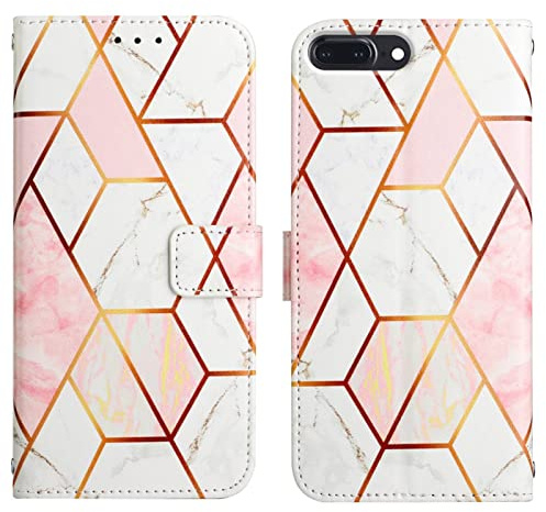 LEMAXELERS iPod Touch 5 / iPod Touch 6 / Touch 7 Hülle,iPod Touch 5 Handyhülle Glitzer Marmor für Mädchen Flip Case PU Leder Cover Magnet Schutzhülle Handytasche für iPod Touch 5,YB2 Marble Pink White