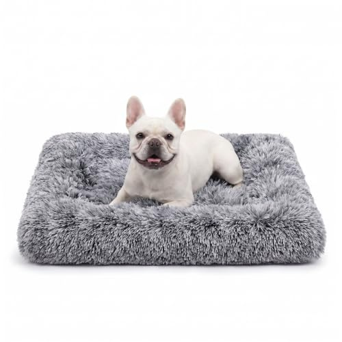 Jaspuriea Medium Dog Bed Washable Dog Crate Mattress Calming Fluffy Anti Anxiety Dog Beds Deluxe Plush Dog Mat with Anti-Slip Bottom,75x50x7cm
