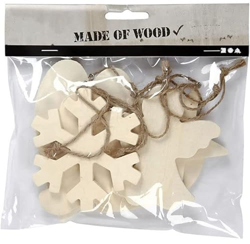 NEU Weihnachtsanhänger aus Holz, 6 Stück Sortiert