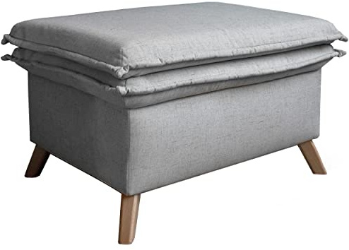 MIUFORM Pouf Hocker Sitzhocker Wohnzimmer ǀ Charming Charlie XL Slim Sitzpouf ǀ 90 x 70 x 51 cm (Hellgrau)