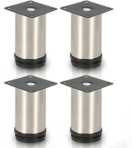 Randaco 4X Edelstahl Möbelfüße Höhe 150 mm Möbelfuß Höhenverstellbar 15mm für Möbel, Küchenschränke Tischfuß Schrankfüße Belastbar bis 250 Kg