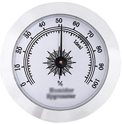 Samnuerly Thermomètre Hygromètre à cigares Hygromètre analogique Rond en métal de Haute précision avec Ruban adhésif Double Face pour Une Utilisation en intérieur