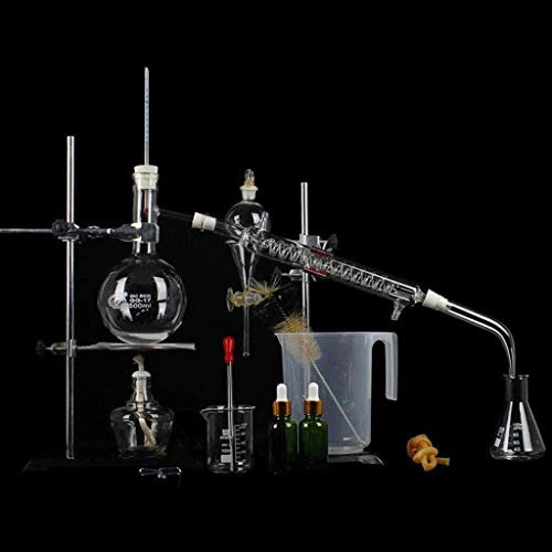 ATAAY Matériel d'enseignement de la Chimie expérimentale Unité de Distillation complète Unité de Purification Condenseur en Serpentine Décanteur Verrerie