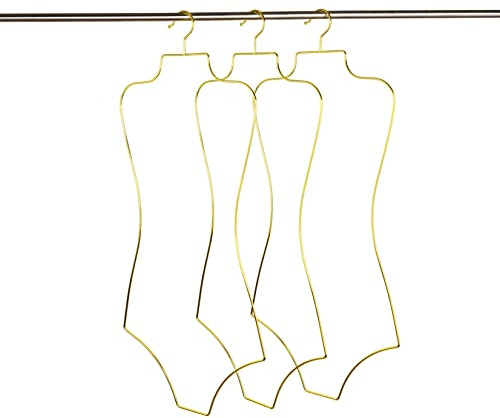 SYNHOZZ Grucce Appendiabiti per biancheria intima a forma di corpo oro Appendiabiti per biancheria intima (Colore oro) 10 confezioni di appendiabiti per costumi da bagno in metallo