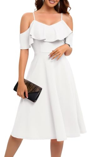 Bbonlinedress Robe de Soirée Cocktail Chic pour Baptême Cérémonie Bal Mariage Mi-Longue avec Bretelles