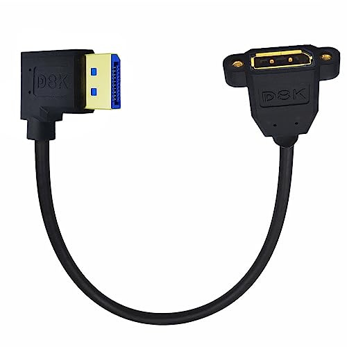 CY Câble 8K DisplayPort Display Port mâle vers femelle Câble d'extension coudé à 90 degrés à droite