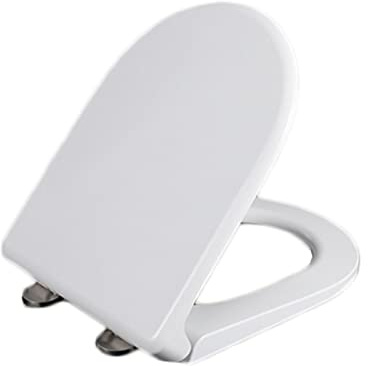 Flipped Warmth Sedile WC a forma di D, Tavoletta Water Universale in urea formaldeide con Cerniere Cromate Antiruggine - Copriwater Universale (Forma D) (460mm x 370mm),02R