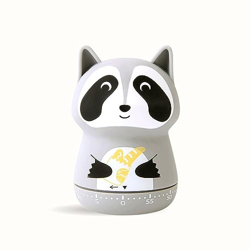 60 Minutes Kitchen Timer Mechanical Wind Up Egg Timer Cooking for Kids (Raccoon)