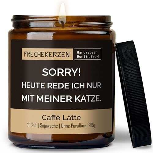 Lustige Duftkerze mit Spruch für Katzen Besitzer & Liebhaber | Handgemacht aus Sojawachs | In Geschenkbox | Nachhaltiges Valentinsgeschenk Gastgeschenk Katzenhalter Cat Lovers |Kaffee