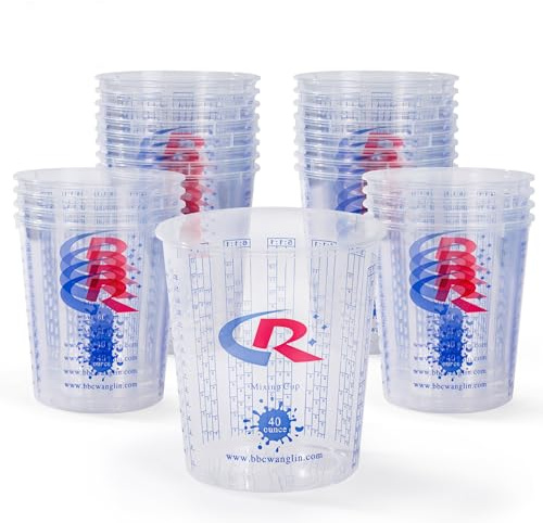 Paint Mixing Cup 40 Ounce, Accurate Measurements in Ratios and OZ. and ML, 12PCS Plastic Graduated Measuring Cups for Paint, Resin, Epoxy, Acrylic, Pigments, Art