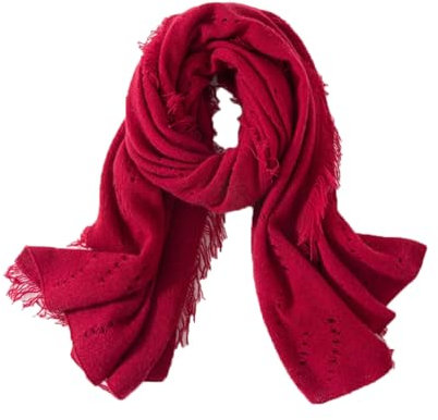Strickschal Kaschmirschal Damen Frühling Herbst und Winter Weich Warm Strickschal, weinrot, One size