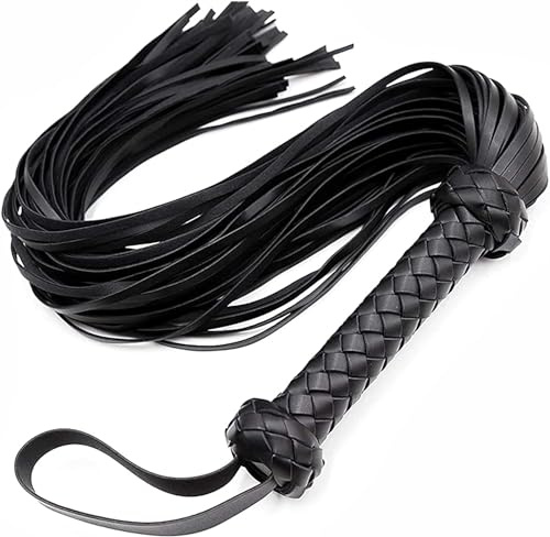 stoqucel Frusta artificiale con nappa in pelle, frusta da equitazione, frusta equestre, frusta per giochi di ruolo di coppia