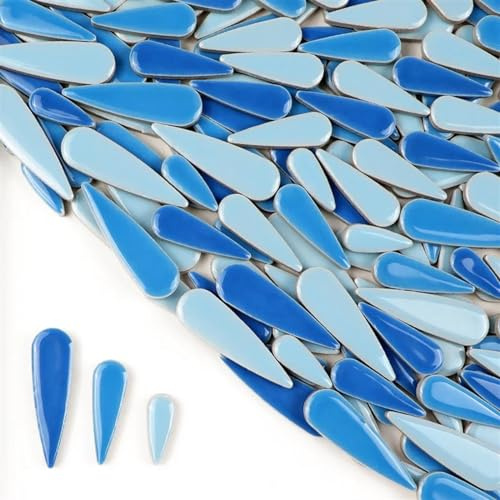 Mosaique Loisir Creatif Carreaux de céramique en forme de gouttelettes d'eau, 100g/3.5oz, mosaïque en porcelaine for bricolage, forme de gouttes de pluie, mélange de 3 tailles, multicolores en option(