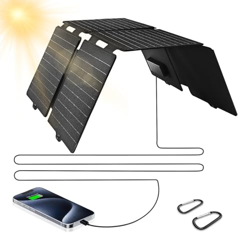 QLAYA [Ultra Light] 30W Cell Phone Solar Chargers for iPhone and Android,Portable Solar Panels for Camping Hiking,Solar Phone Charger for iPhone iPad Samsung Tablets,Backpacking Solar Panel Foldable