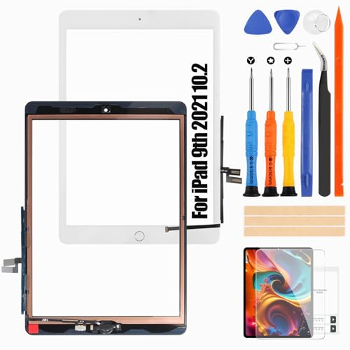 Atwist Écran Tactile pour iPad 9 Gén 2021 10.2 Replacement pour iPad 9th 2021 Touch Screen Digitizer pour iPad 10.2 2021 Écran Replacement Numériseur Verre Panneau A2602 A2603 A2604 A2605 (Pas LCD)