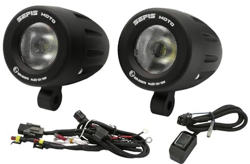 SEFIS Adventure LED-Zusatzleuchten 20W Motorrad LED Zusatz Licht Weiß Zusatzscheinwerfer, Nebelscheinwerfer mit Kabelbaum, Offroad-Arbeitsscheinwerfer, kompatibel mit Motorrad, ATV, SUV