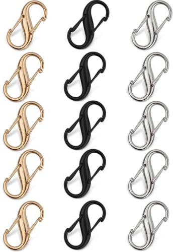 KGDUYC Lot de 15 clips de verrouillage de fermeture éclair, petits clips à ressort à double ouverture, fermetures à glissière de rechange, petits mousquetons antivol pour camping, pêche, voyage