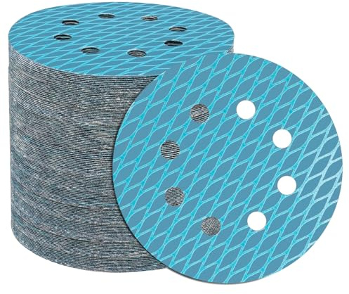 STEBRUAM 64 Pcs Discos de Lija 125mm 8 Agujeros Lijas 600 Grano | 5 Pulgadas Circonio Papel de Lija Papeles de Lija Hook and Loop para Lijadora Orbital Aleatoria