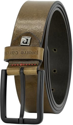 Pierre Cardin Ledergürtel Herren Vollrindleder olivegrün, Farbe/Color:grün, Size US/EU:Bundweite 95 cm Gesamtlänge 110 cm W 37.4 L