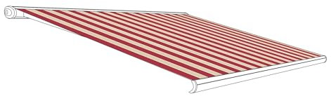 Eclipse Markisenstoff aus Polyacryl inkl. Keder, hochwertiges Markisentuch Farbe: Rot-Weiß-Beige, Markisenbreite: 3.0 m x 2.5 m Zubehör für Verschiedene Markisen Sonnenschutz für Balkon und Terrasse