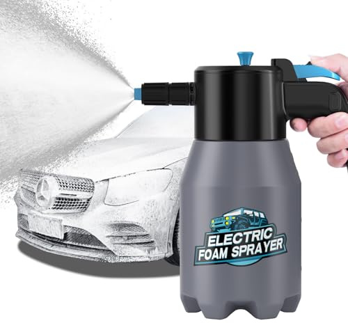 aokway Schaumsprüher Auto Waschen, Foam Sprayer Schaumpistole Autowäsche, Akku Drucksprüher 1.5L Elektrischer Sprühflasche Pflanzen Pumpsprühflasche, Haus, Garten, Snow Foam Sprüher