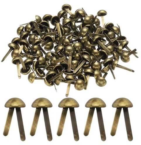 QUARKZMAN 100 Piezas De Clavijas Para Papel, 8mm x 17mm Clavijas Metálicas Para Manualidades, Pequeñas Clavijas De Latón Redondas Para Manualidades Infantiles, Scrapbooking DIY, Bronce