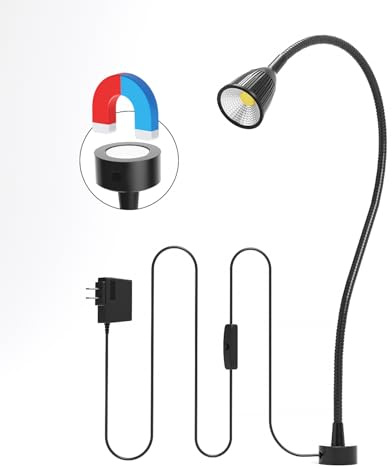 Magnetisches Arbeitslicht, LED Maschinenlicht mit flexiblem Schwanenhals und magnetischer Basis,700 Lumen 120 Volt Maschinenlicht für Drehmaschine, Arbeitstisch,Nähmaschine Arbeitstisch, Grill