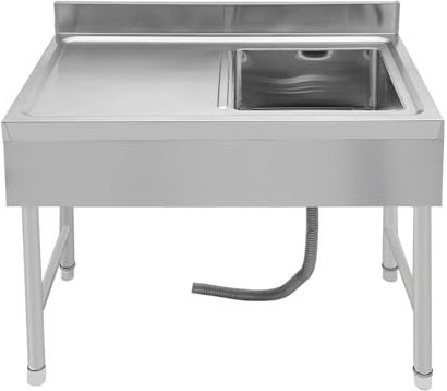 Czyurachel Évier de cuisine, 100 x 50 x 80 cm, avec meuble inférieur, en acier inoxydable, pour l'intérieur et l'extérieur, autoportant, avec meuble bas
