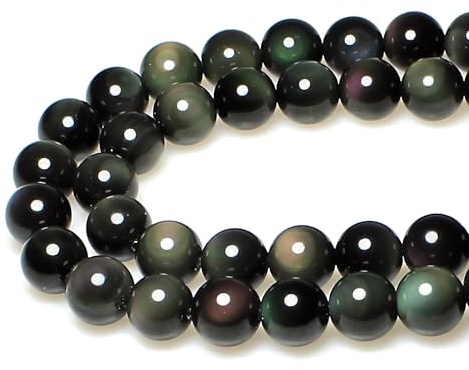 10 mm naturlig regnbåge obsidian sten runda pärlor runda lösa ädelstenar för tillverkning av armband halsband och smycken