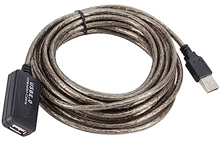 Câble D’Extension USB 2.0 Noir de 10 M, pour Ordinateur et Imprimante | Signal Renforcé, Transfert Jusqu’à 480 Mbps, Gaine Pvc, Fils Cuivre, Usage Réseau