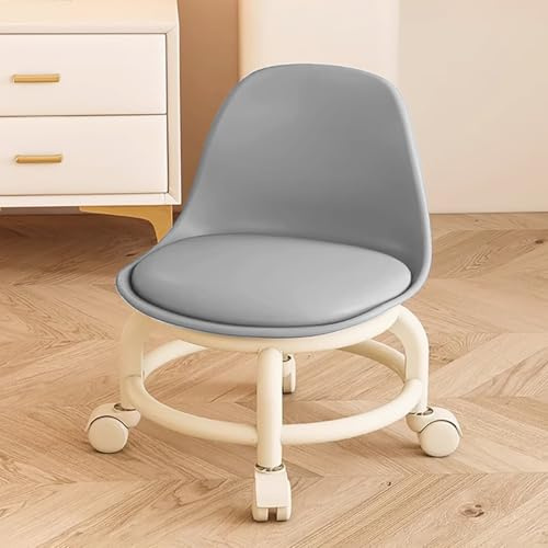 CAMPSOR Low Rolling Stool with Wheels,Mini rolling Garage Stool with Back Support,360° Rotating Floor-Friendly Wheels for Home, Office,Garage & Salon (GRAY)