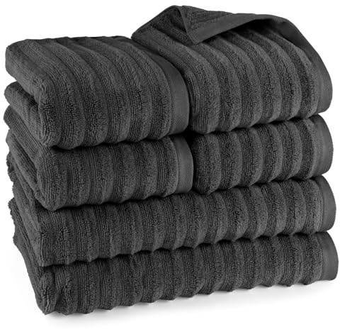 Pure Label Handtücher Set 6-TLG 2x70x140 4x50x100 Schwarz | Weich, saugstark und pflegeleicht – für ein angenehmes Gefühl jeden Tag