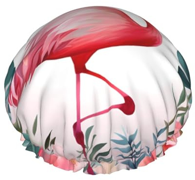 Floral -Print Extra Large Waterproof Shower Cap-Double Layer Protection For Long/Curly Hair