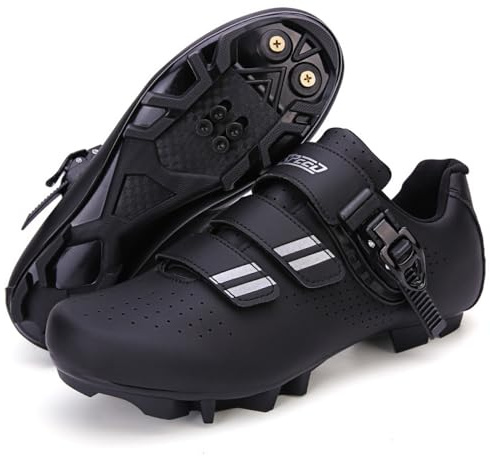 Mountainbike-skor herr och dam andningsbara MTB cykelskor herr bekväma halkfria MTB cykelskor sneaker inomhus utomhus cykel ridsko, Svart 2, 40 EU