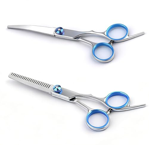 2 Pack Dog Grooming Scissors Curved Pet Grooming Scissors for Dogs