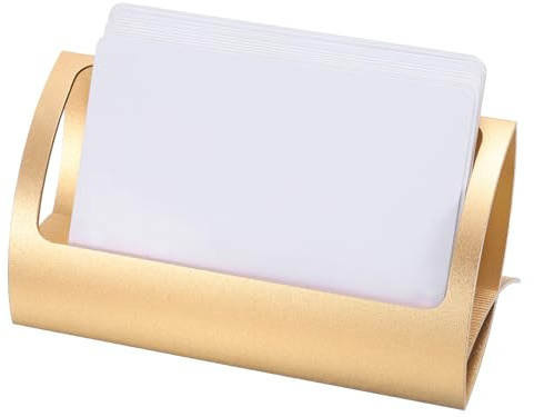QUARKZMAN Visitenkartenhalter Für Schreibtisch Aus Aluminiumlegierung Q-Form Visitenkartenorganizer Schreibtischkartenständer Ausstellungsständer Für Büro Ausstellung Meeting Zuhause Gold