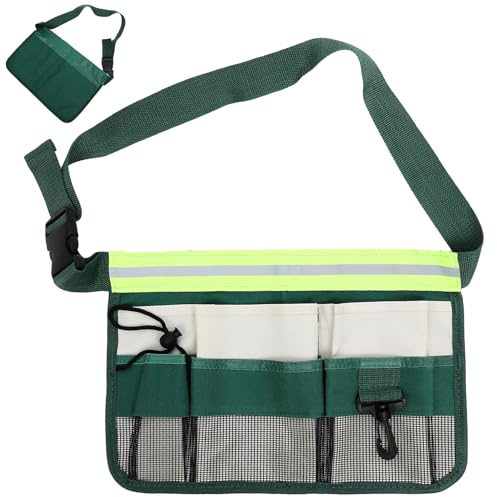 KOMBIUDA Adjustable Garden Tool Belt for Women with Reflective Strips Heavy-duty Oxford Cloth Waist Pouch for Gardening and Construction Reinforced Plastic Hooks Wear-resistant Utility