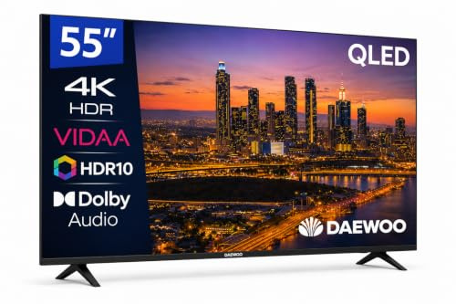 Daewoo 55VB56QV Smart TV 55 Pulgadas QLED 4K UHD, HDR10, Dolby Audio, Bluetooth, HDMI 2.1, Diseño Sin Marcos (Frameless), Gama 2026