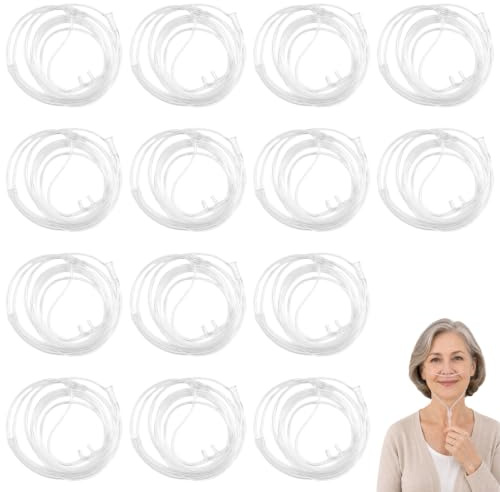 14 Stück Nasenbrille für Sauerstoffgeräte m. 200cm Silikon-Schlauch, knickfest