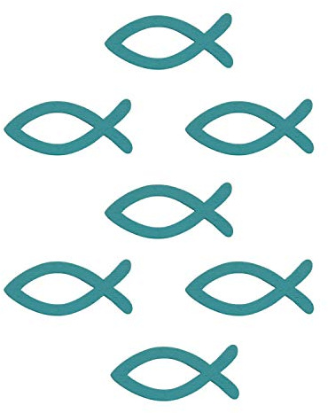 Oblique Unique® 18 Holz Fische Streuartikel für Taufe Kommunion Konfirmation Streudeko Tischdeko Verzierung - Dunkeltürkis