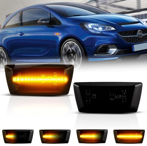 OZ-LAMPE Dynamic Side Indicator for Vauxhall Opel Adam Astra H Corsa D Corsa E Insignia A Meriua B Zafira B,SMD LED Chip Amber Side Marker Blinker, with Canbus, Error Free Side Repeater, smoked Lens