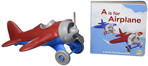 Green Toys Airplane & Board Book, CB - Pretend Play, Motor Skills, Reading, Kids Toy Vehicle. No BPA, phthalates, PVC. Dishwasher Safe, Recycled Materials, Made in USA.