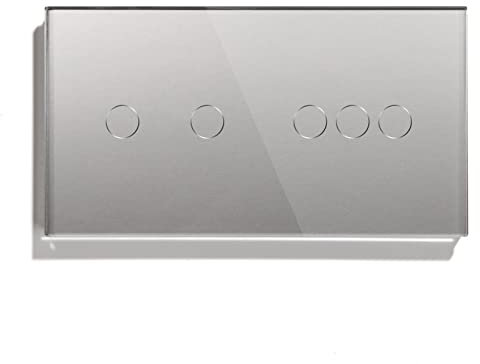 BSEED Táctil Dimmer (NON-WIFI) 2 Gang 1 Way y Interruptor WIFI 3 Gang 1 Way (Se Necesita Cable Neutro) Compatible con Alexa/Tuya/Gloogle Home,Panel de Vidrio 157 * 86 Interruptor de Luz de Pared Gris