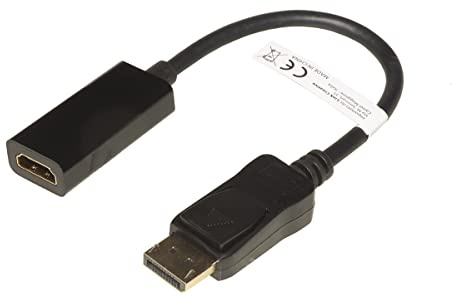 LINK LKADAT210 Adaptador Displayport 1.2 Macho Hdmi 1.4 Hembra Contactos Dorados 4K 30Hz, Negro, 20 cm