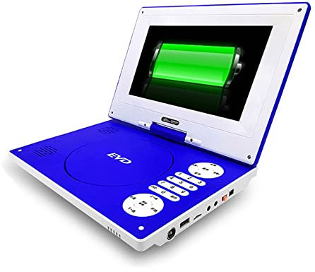 ZXNQ Lecteur CD Portable 12 Pouces, Lecteur vidéo HD VCD/EVD, Batterie 3000MA, entrée/Sortie AV, Lecture USB/TF,Bleu